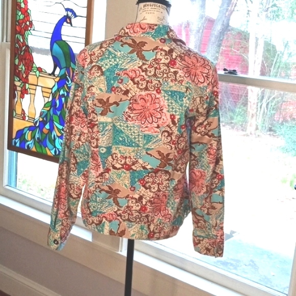 LH Sport Spring Summer Floral Pattern Jean Jacket - Picture 4 of 7